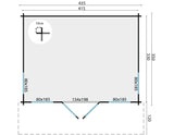 Blokhut - Tuinhuis Lory | 44 mm | vuren grijs geïmpregneerd