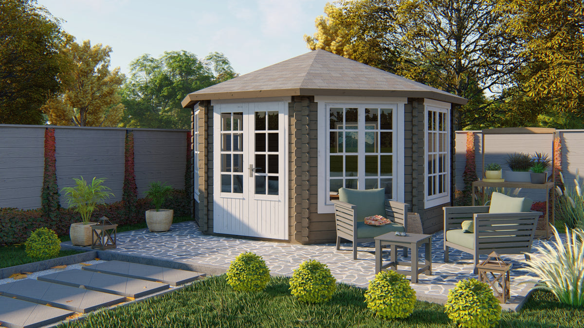 Blockhütte - Gartenhaus Lynn | 44mm | Fichtengrün imprägniert