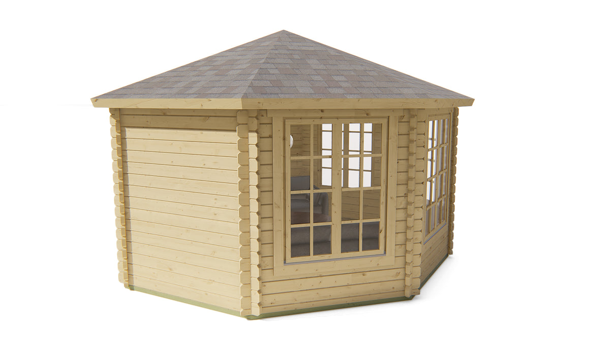 Blockhütte - Gartenhaus Lynn | 44mm | Fichte braun imprägniert