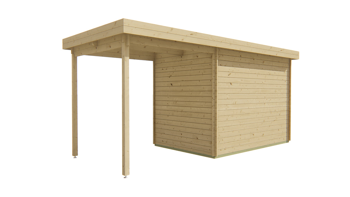 Blockhaus - Gartenhaus Mittelmodern | 28mm | Fichtengrün imprägniert