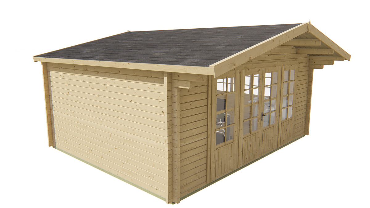 Blockhütte - Gartenhaus Newcastle | 58mm | Fichte braun imprägniert