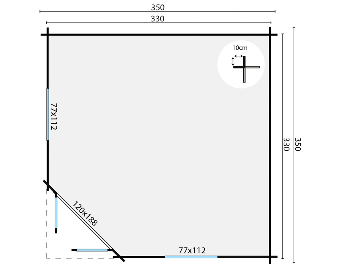 Blockhaus - Gartenhaus Nilsson | 44mm | Fichte grau imprägniert