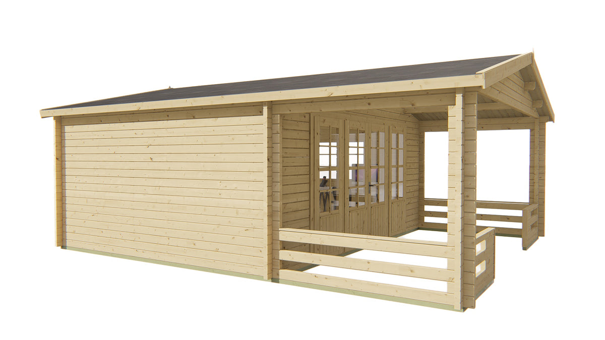 Cabane en rondins - Maison de jardin Nottingham | 58 mm | miel de feu imprégné de jaune