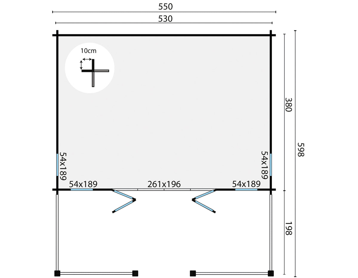 Blockhütte - Gartenhaus Olaug | 44mm | Fichte grau imprägniert