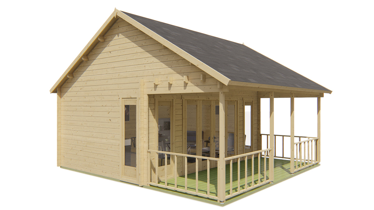 Blockhütte - Gartenhaus Olaug | 44mm | Fichte honiggelb imprägniert