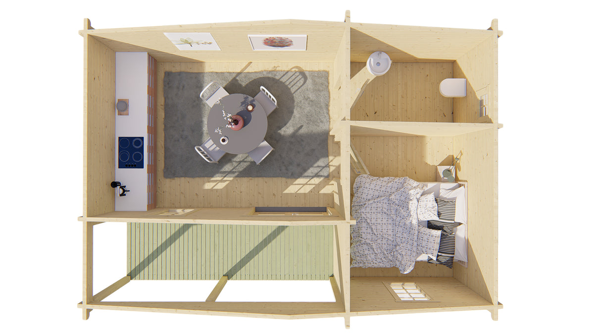 Cabane en rondins - Maison de jardin Ollie | 70 mm | Bois imprégné de classe rouge