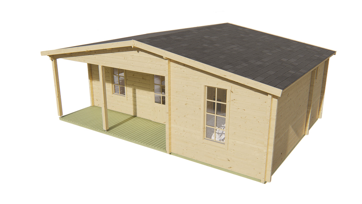 Blockhütte - Gartenhaus Ollie | 70mm | Fichte braun imprägniert