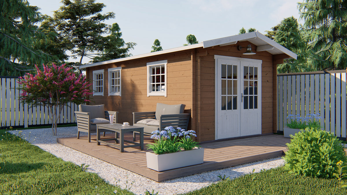 Cabane en rondins - Maison de jardin Rick | 40 mm | imprégné de brun