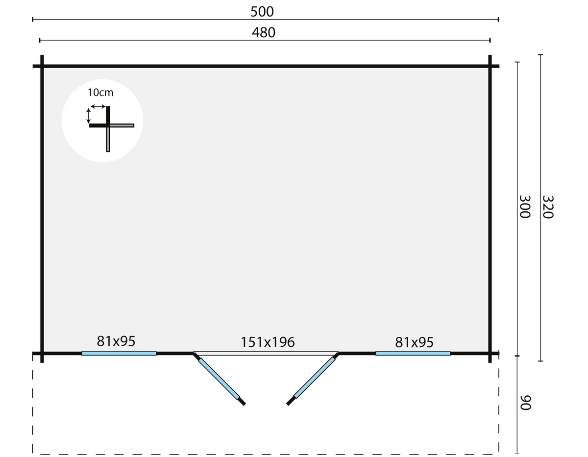 Blockhaus - Gartenhaus Rika | 44mm | Fichtengrün imprägniert