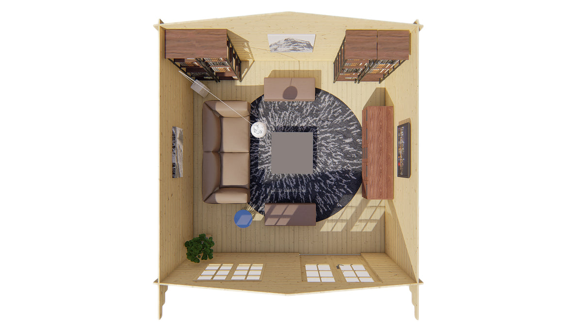 Blockhütte - Gartenhaus Salamanca | 34mm | Fichte braun imprägniert