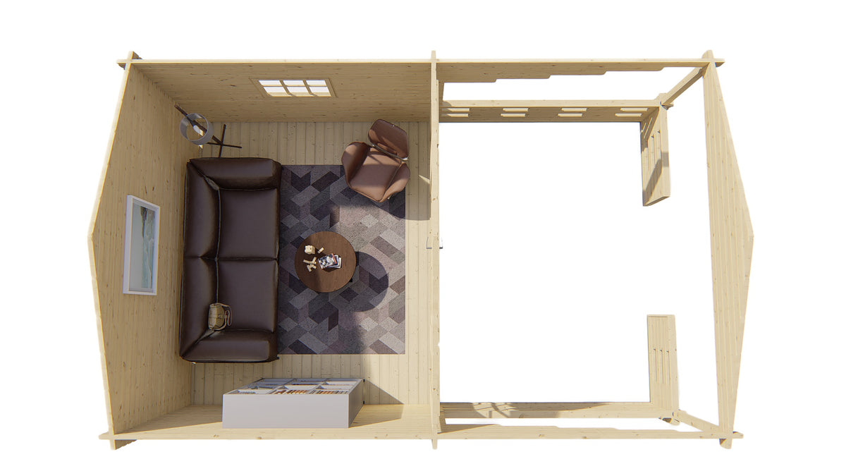 Blokhut - Tuinhuis Sanstrov | 44 mm | vuren grijs geïmpregneerd