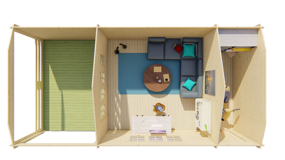 Blockhaus - Gartenhaus Sibella | 44mm | Fichte honiggelb imprägniert