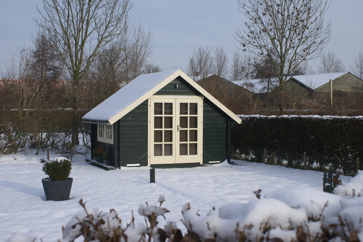 Cabane en rondins - Abri de jardin Skov | 28 mm | vert pin imprégné