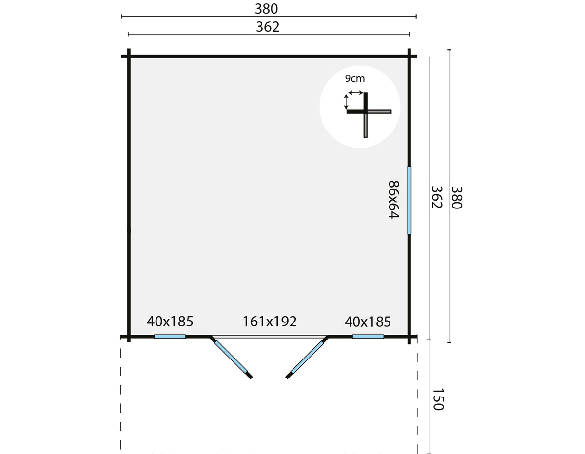 Blockhaus - Gartenhaus Sören | 44mm | Fichte Red Class Holz imprägniert