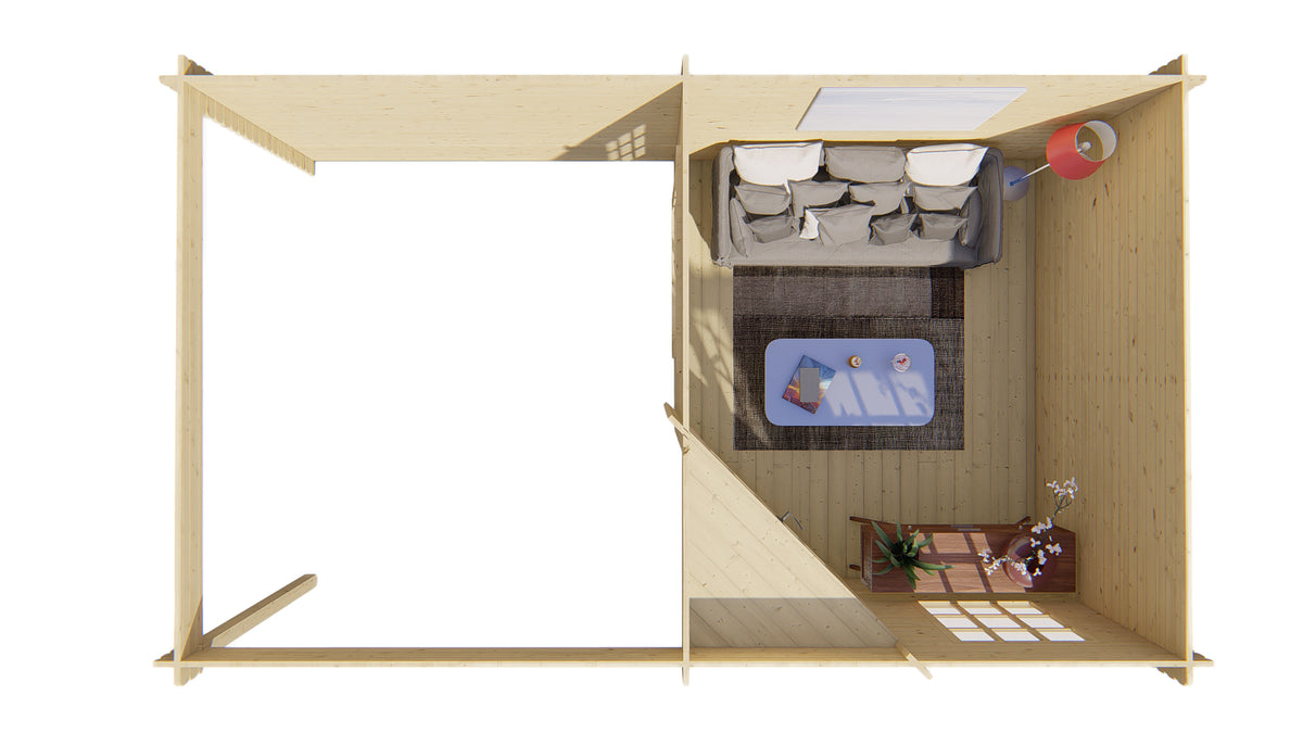 Blockhaus - Gartenhaus Stig | 28mm | Fichte braun imprägniert