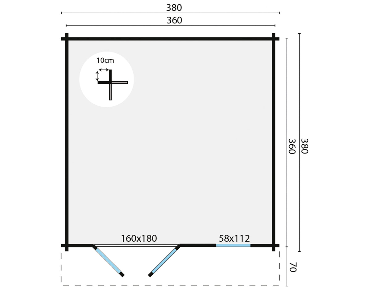 Blockhaus - Gartenhaus Ulrik | 44mm | Fichtengrün imprägniert
