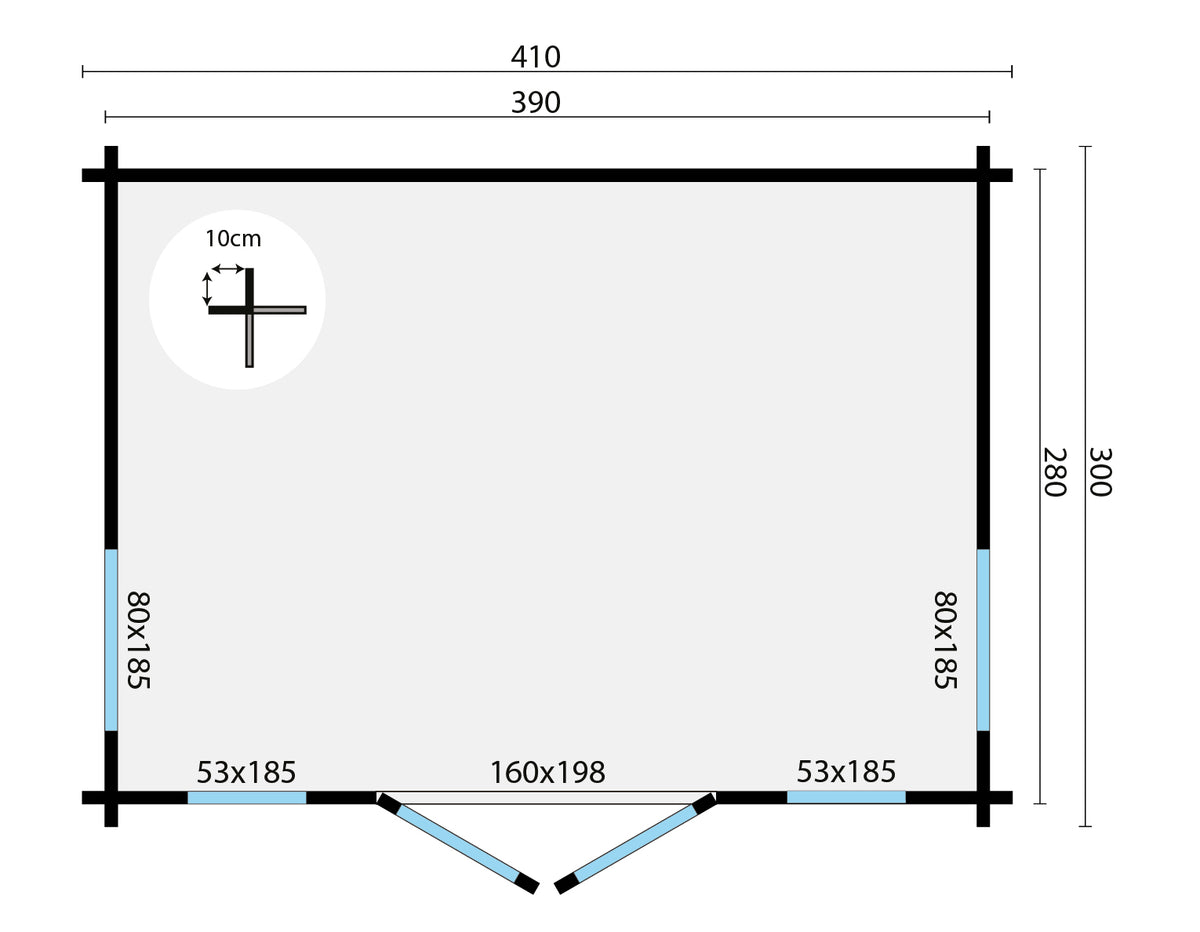 Blockbohlenhaus - Gartenhaus Victoria | 58 mm | grau imprägniert