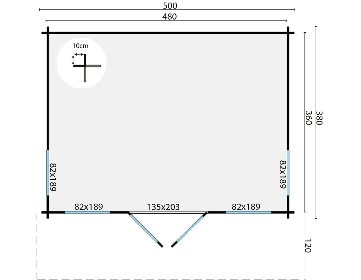 Blockhaus - Gartenhaus Yorick | 44mm | Fichte honiggelb imprägniert