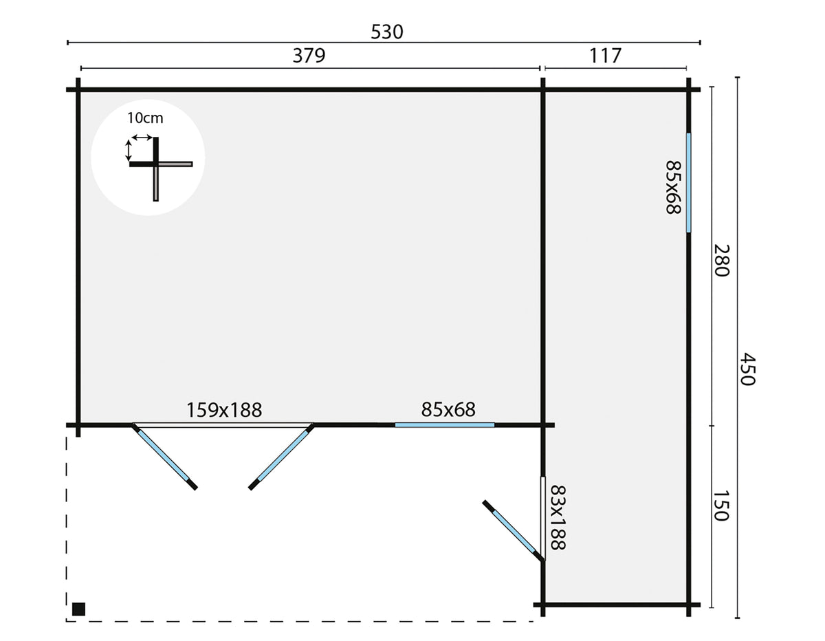 Blokhut - Tuinhuis Wolfgang | 44 mm | vuren Red Class Wood geïmpregneerd