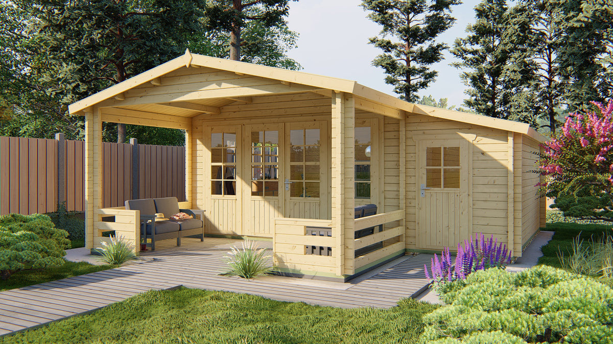 Cabane en rondins - Maison de jardin Manchester | 58 mm | Bois imprégné de classe rouge