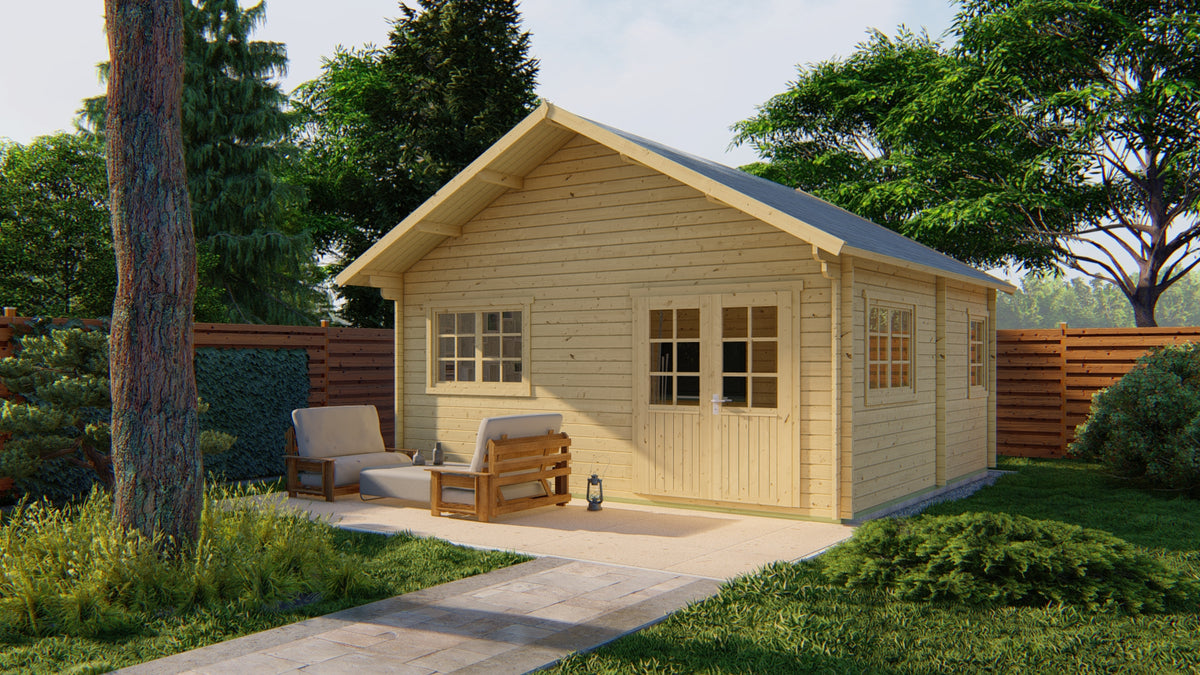Cabane en rondins - Maison de jardin Big Llanes | 44 mm | imprégné de brun