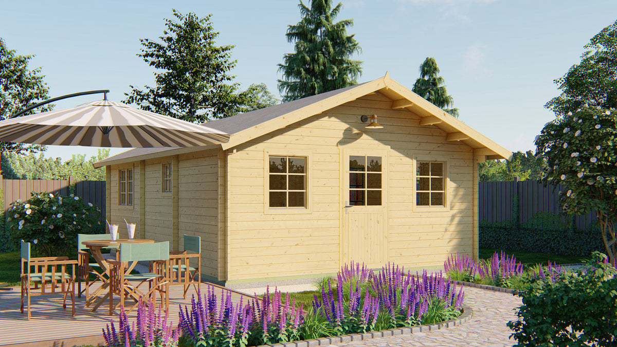 Cabane en rondins - Maison de jardin Cadix | 44 mm | miel jaune imprégné