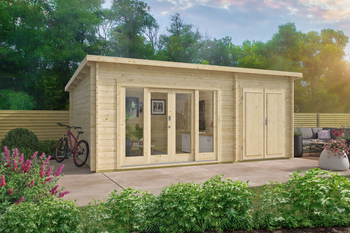 Blockhaus - Gartenhaus Meg | 44 mm | honiggelb imprägniert