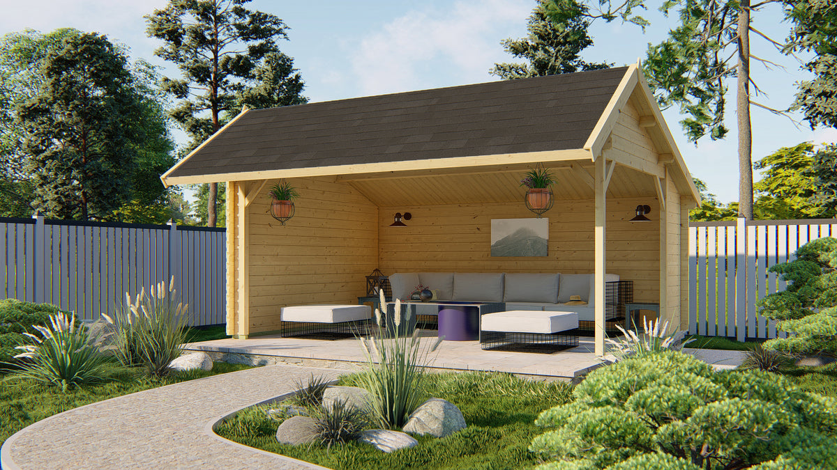Cabane en rondins - Maison de jardin Thuringe | 44 mm | miel de feu imprégné de jaune