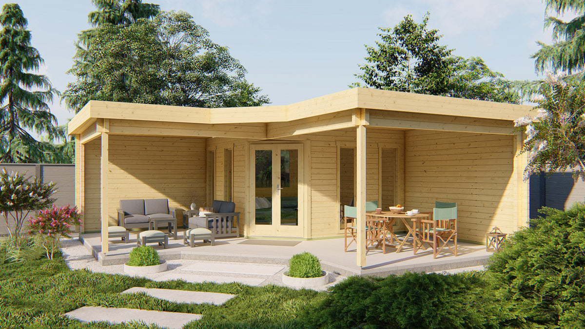 Cabane en rondins - Maison de jardin Bridgend | 70 mm | gris imprégné