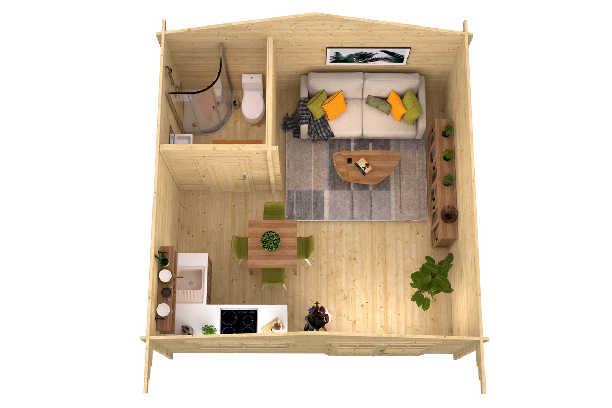 Blockhütte - Gartenhaus Toiletten-/Duschset XXXL | 70 mm | unbehandelt