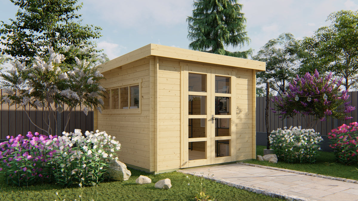 Cabane en rondins - Maison de jardin Bodine | 28 mm | pin brun imprégné