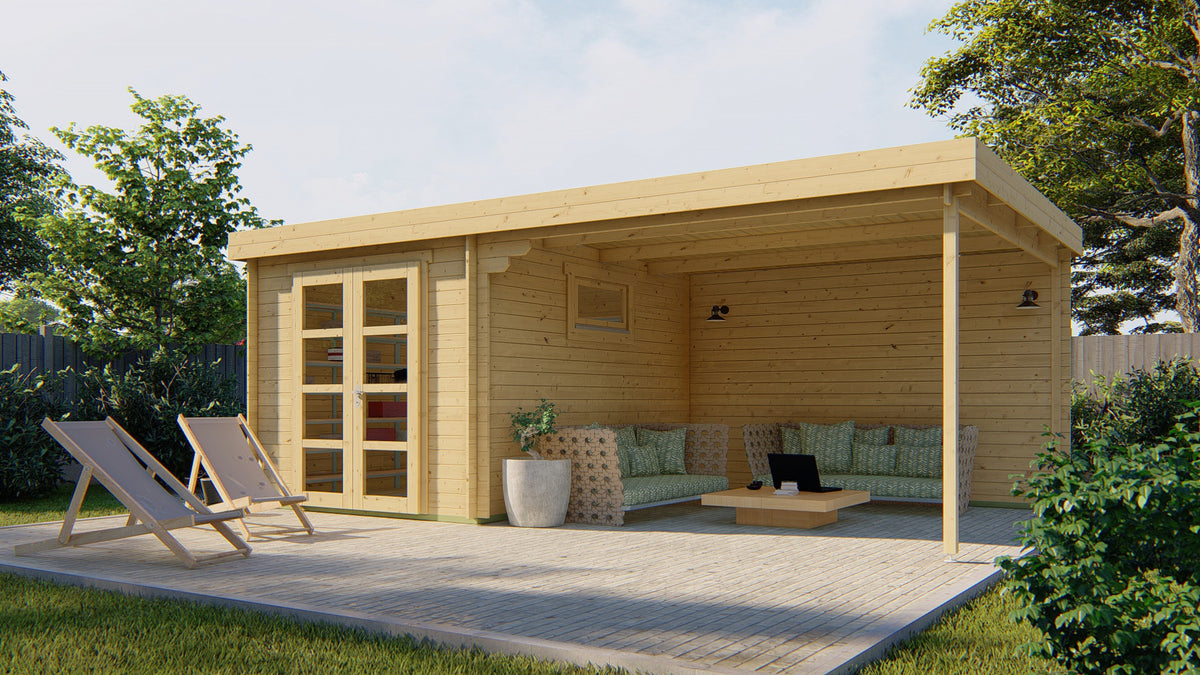 Cabane en rondins - Maison de jardin Diederick | 28 mm | vert pin imprégné