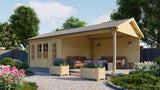 Blockhütte - Gartenhaus Kwaspa | 44mm | Fichte grau imprägniert