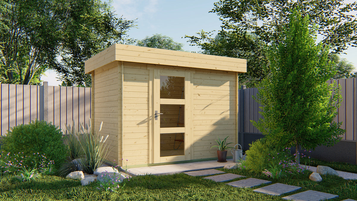 Cabane en rondins - Maison de jardin Novalie | 19 mm | miel de feu imprégné de jaune