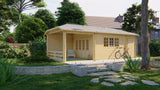 Cabane en rondins - Abri de jardin Sibella | 44 mm | vert pin imprégné