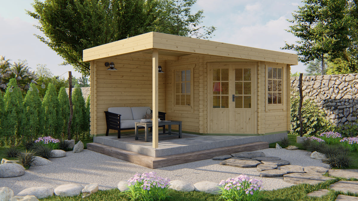 Cabane en rondins - Maison de jardin Stig | 28 mm | Bois imprégné de classe rouge