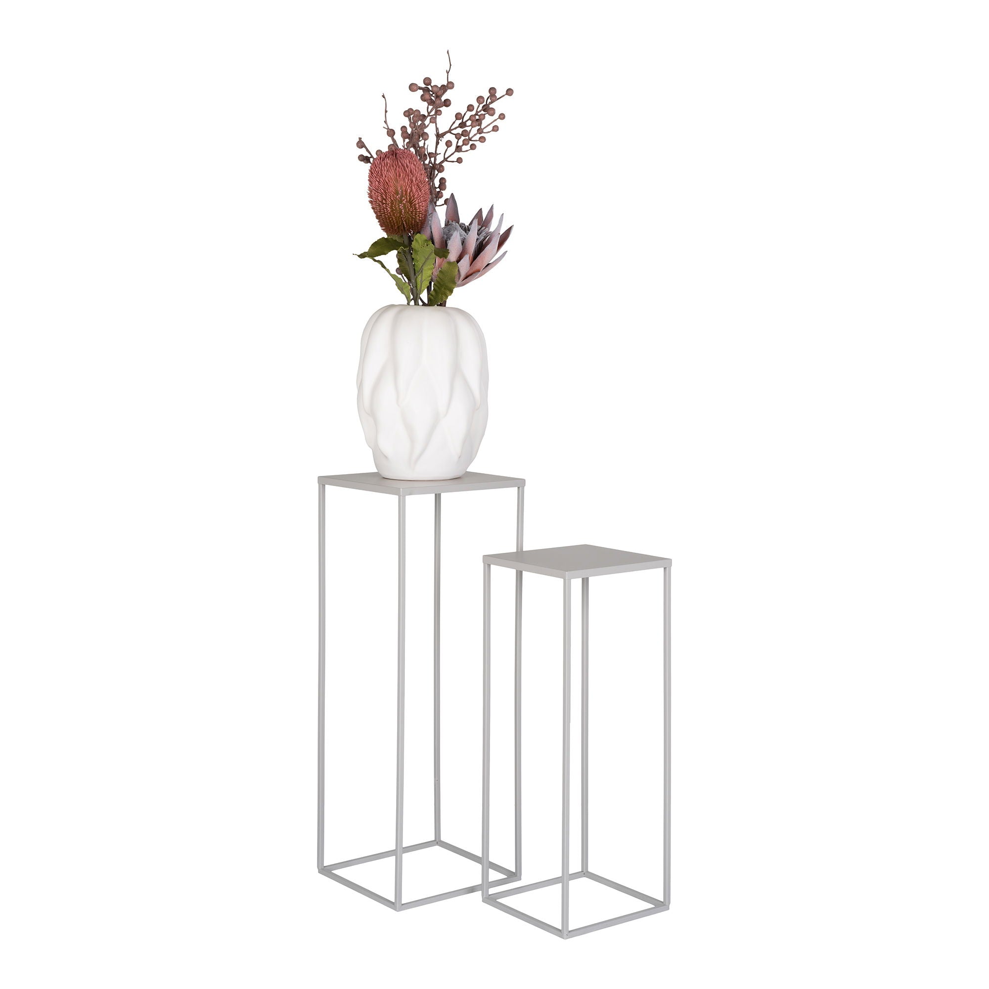 Stilvolles Beja Blumenständer-Set – Cooles Grau“ – Wood Selections