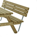 picknick tafel met rugleuning die je er op en er af kan halen van goed kwaliteit hout  gaat lang mee en is heel stevig 