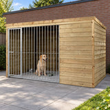Hondenkennel Boris van geïmpregneerd hout tegen muur