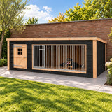 hondenkennel van douglas hout met deur en rottweiler erin