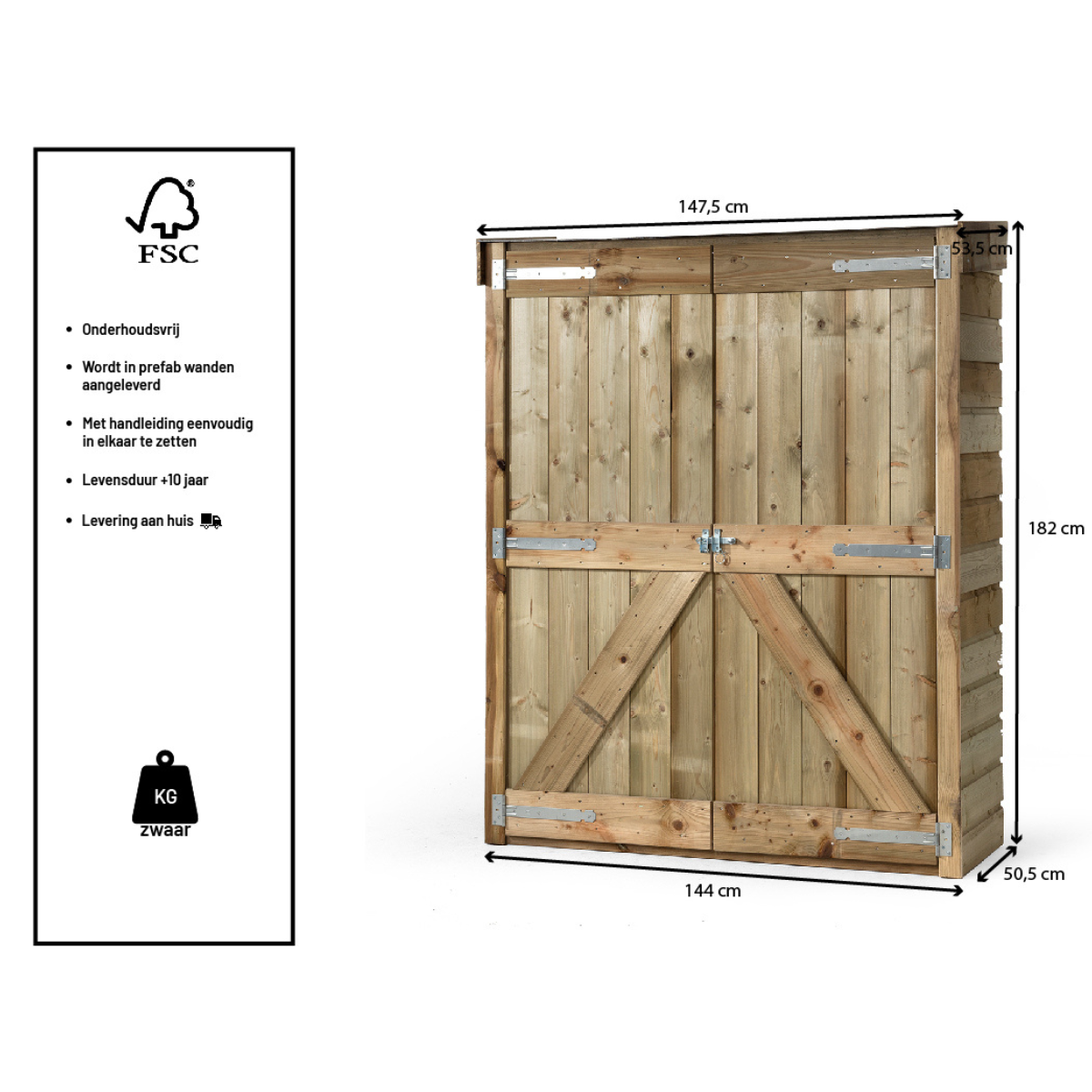 Tuinkast Bart - Dubbel - voor tuin - Opslag kast - – in Stijl