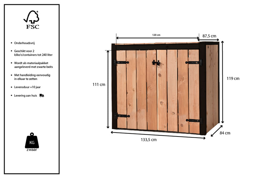 Maattekening Container ombouw Mia | 2 kliko's