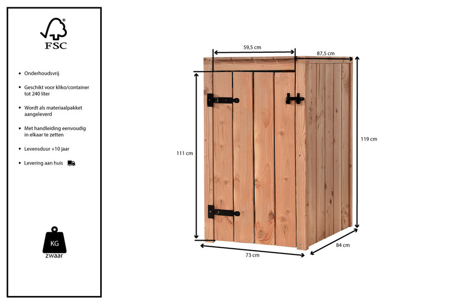 Maattekening Containerumbau Anna | 1 Mülltonne