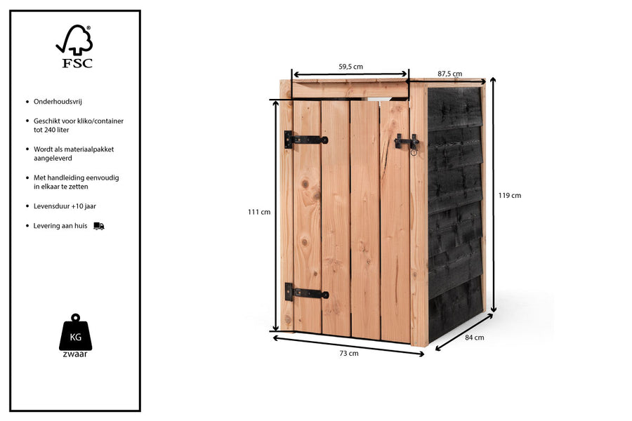 Maattekening Containerumbau Myrne | 1 Mülltonne