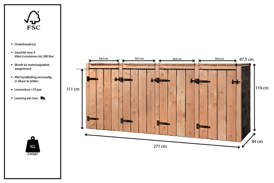Maattekening Container ombouw Cato | 4 kliko's