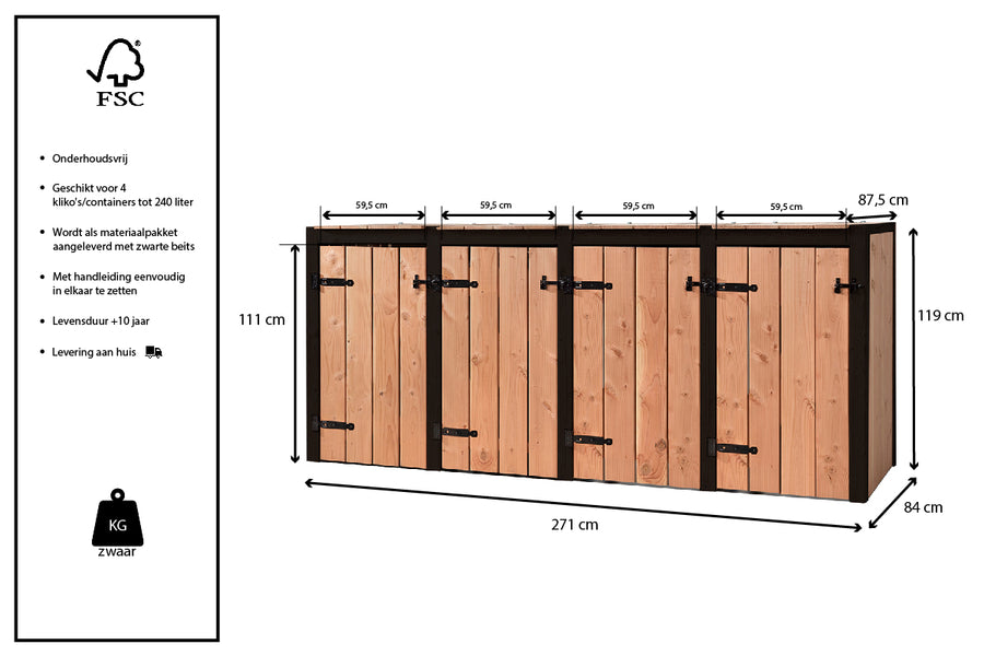 Maattekening Container ombouw Nina | 4 kliko's