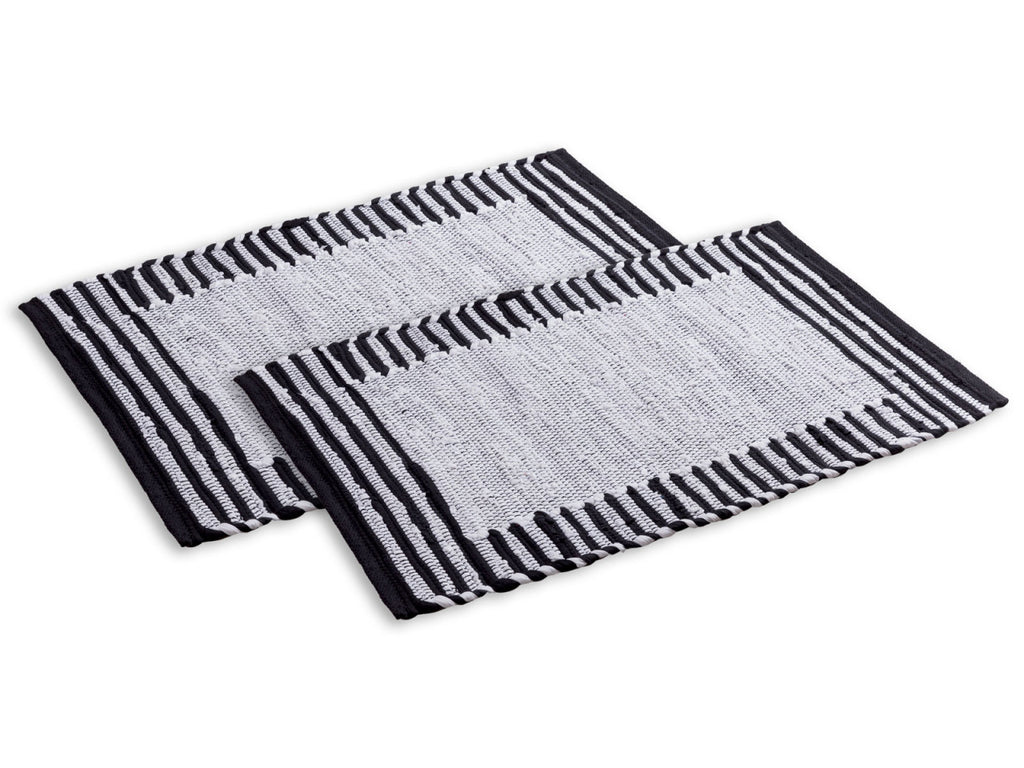 Richard - badmat set - wit en zwart - 100% katoen - 80x50 cm