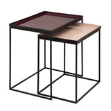 Elin - bijzettafel - zwart - metaal en emaille - 48x50cm / 40x44cm