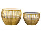 Isabella - tables d'appoint - or et gris - métal et émail - ø 49/41 H 37/29 cm