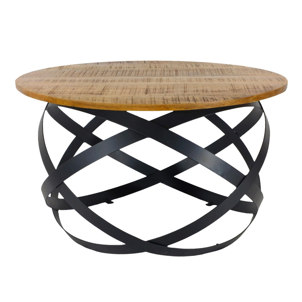 Luuk - bijzettafel - zwart - metaal en gerecycled hout - 75 cm x 45 cm x 75 cm